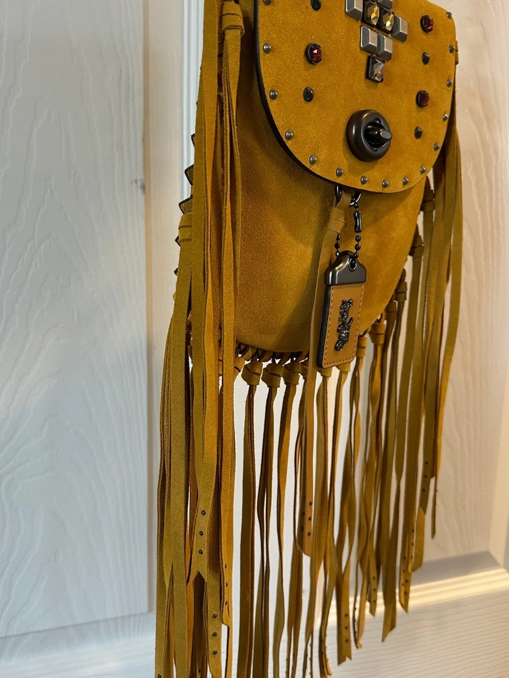 Coach Suede Pyramid Rivet Crossbody Bag